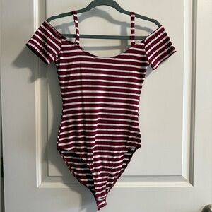 Urban Outfitters Red and White Striped Bodysuit